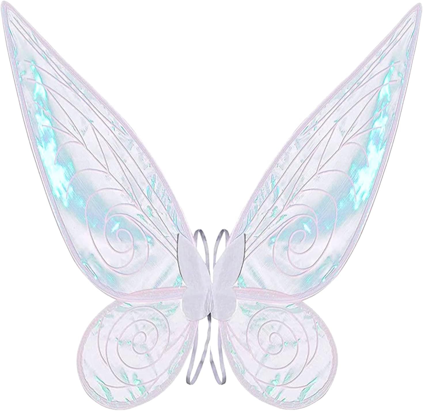 White Fairy Wings Dress Up Sparkling Sheer Wings Butterfly Fairy Halloween Costume Angel Wings for Kids Girls Women (White)