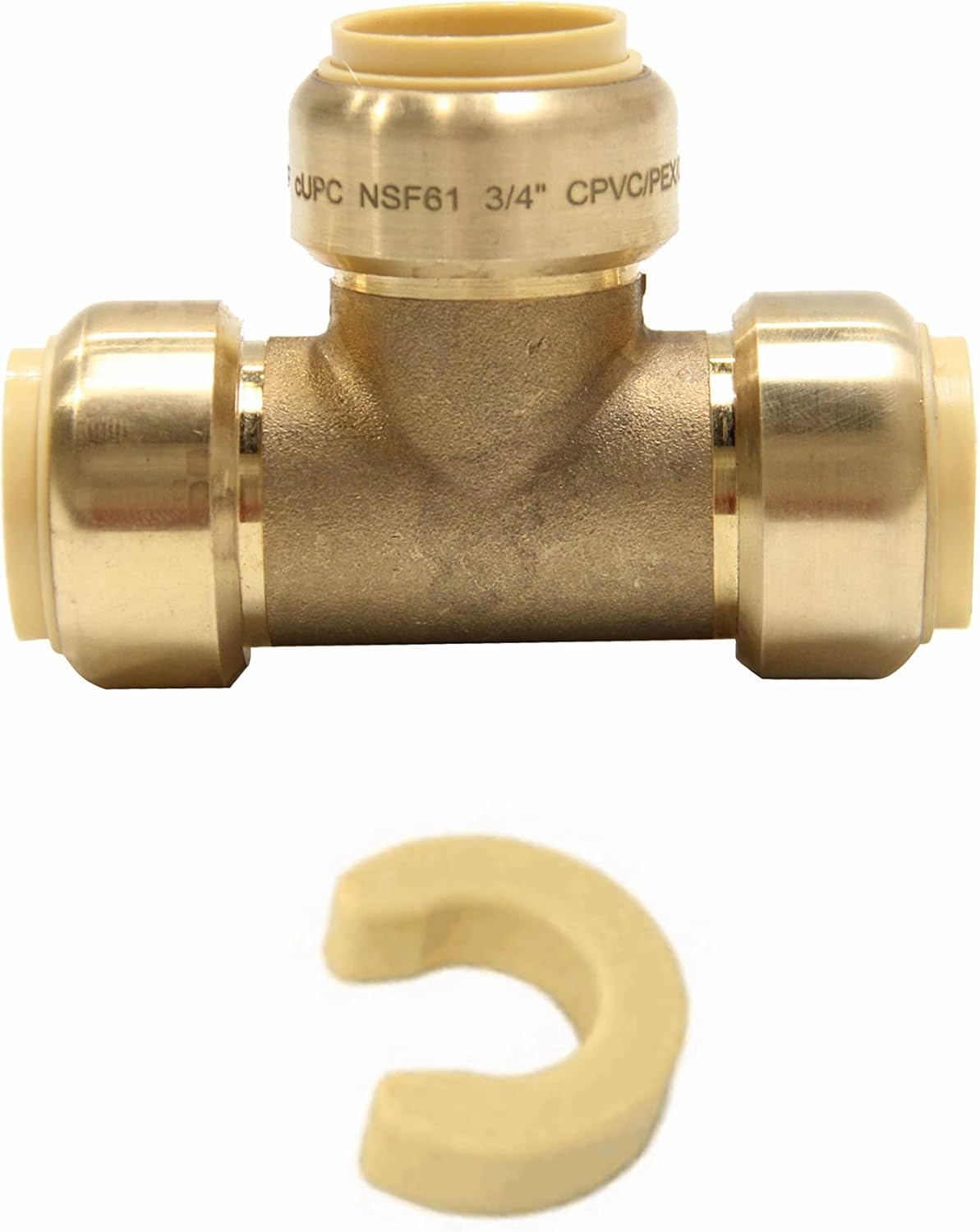 EFIELD Push-Fit Fitting 3/4 X3/4 x3/4 Tee to Connect Pex, Copper, CPVC Pipe with a Disconnect Tool Clip