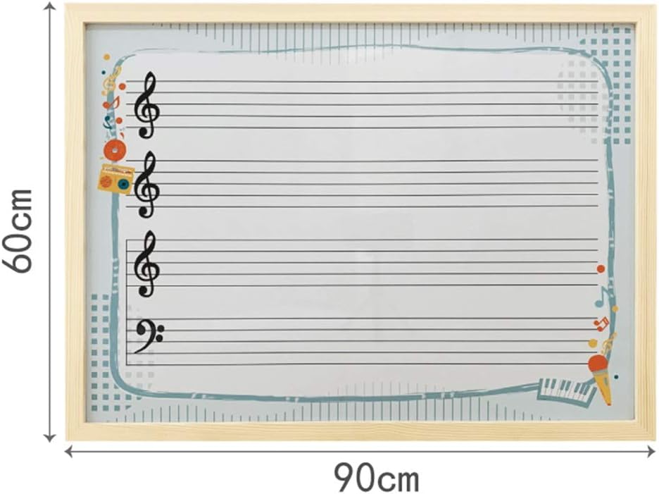 whiteboard Stave Wooden Frame Hanging Music Reading for Music Teaching Training Records (Color : Black Border, Size : 45X60CM) (Beige Border 60X90CM) (Beige Border 60X90CM)
