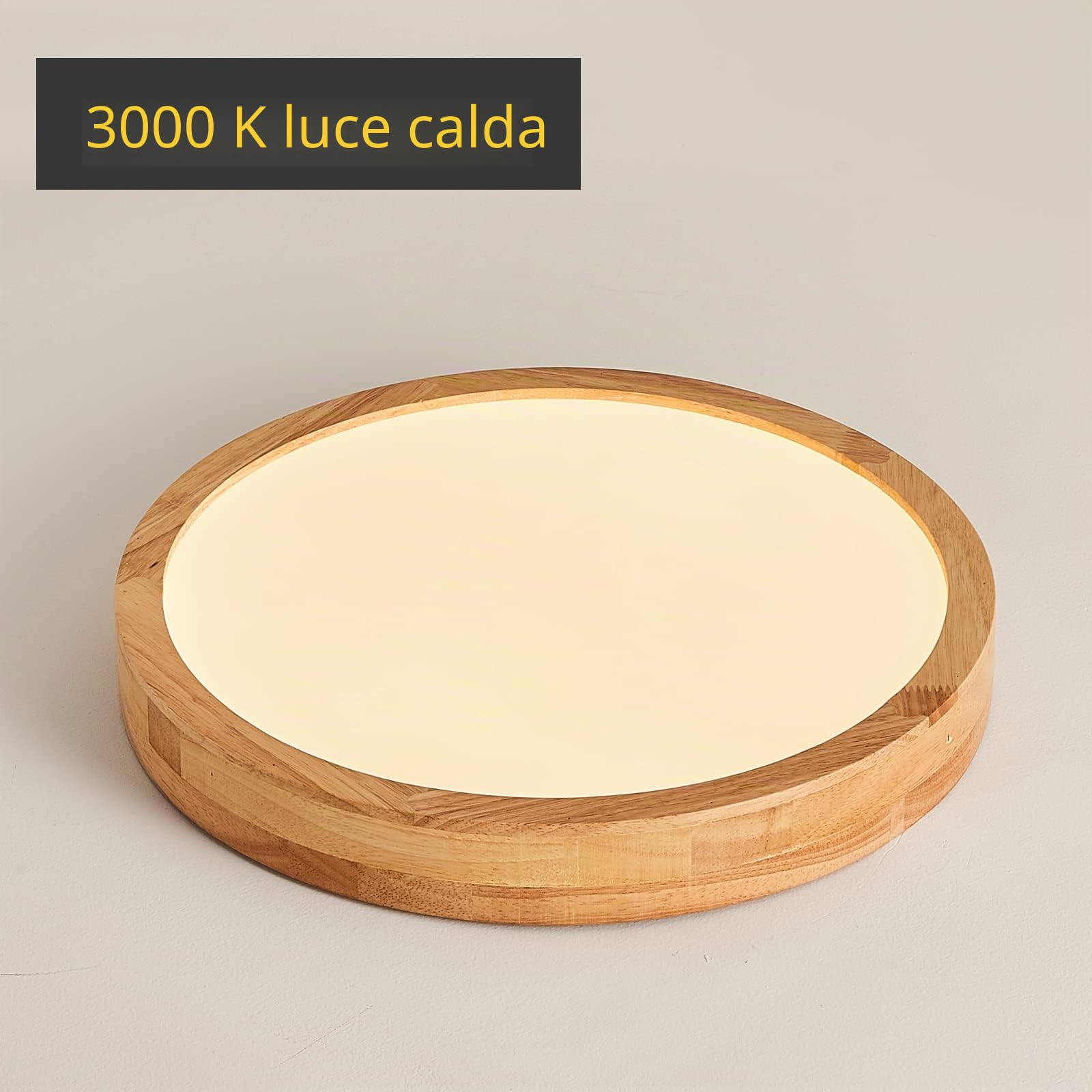 Plafoniera a LED in legno, 21 W, bianco caldo, 3000 K, 1600 LM, luce rotonda in legno, Ø30 cm, per salotto, cucina, sala da pranzo, corridoio, casa, ufficio, camera dei bambini