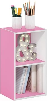 Furinno 21046PIWH Luder Series 2-Tier Cube Bookshelf, Color Box, Pink/White, W 12 x D 9.3 x H 21.2 inches 30.5 x 23.7 x 53.9 cm Japan Official Import