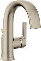 Vista 9 de Moen Colección Doux de Cromo Grifo monomando de arco alto con flujo laminar para baño, llave moderna para lavabo de baño, S6910
