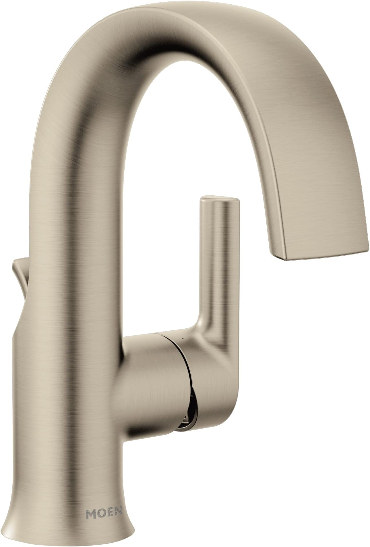 Doux Brushed Nickel One-Handle High Arc Laminar Stream Bathroom Faucet, Modern Bathroom Sink Faucet, S6910BN