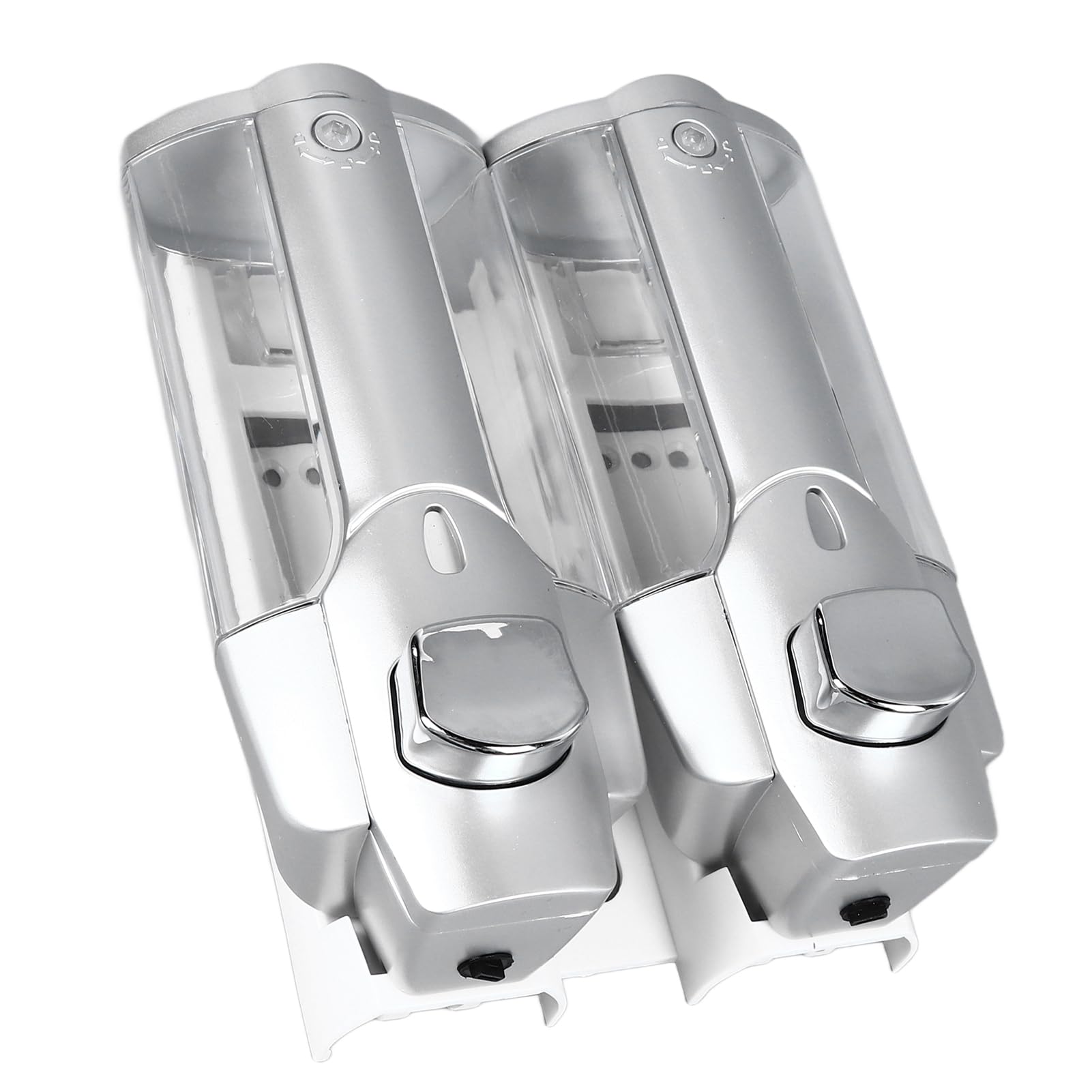 Silver Double - Press, Press Type Type Liquid Distributor with Wall Mounting for Home Hotel Use, Transparent Bottle Made of Plastic, 1 X +2 X