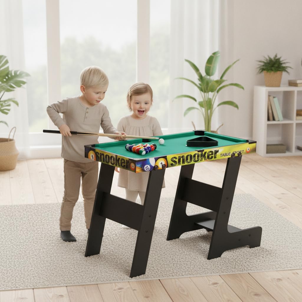 Biliardo per Bambini, Mini Biliardo da Tavolo in Legno con Accessori Completi, Salvaspazio