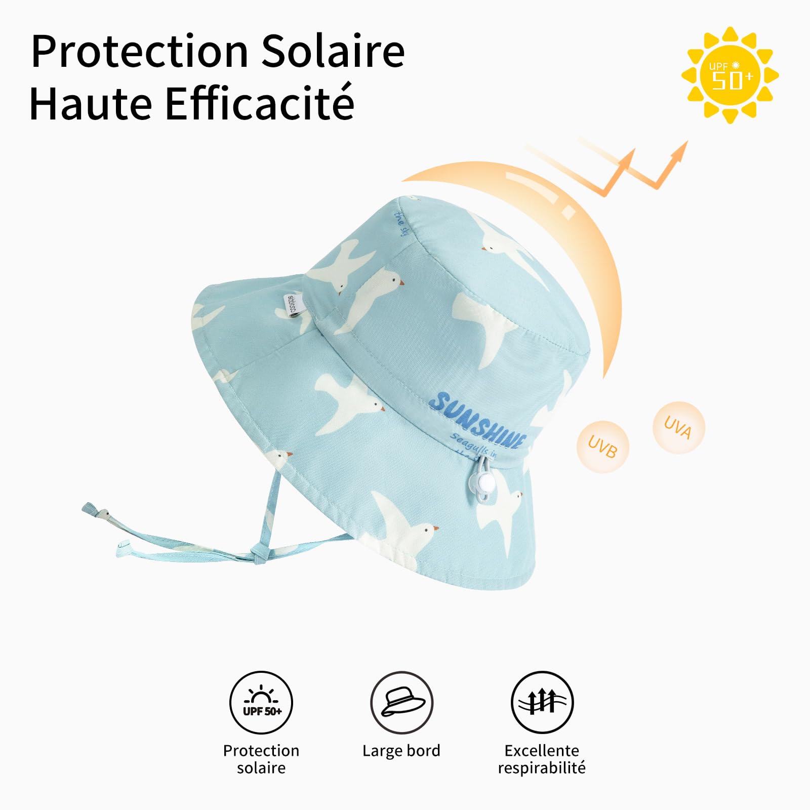 coolable Cappello da Sole per Bambini Pieghevole e Regolabile, Cappello a Secchiello Estivo con Ampio Bordo, Protezione UV UPF 50+ per Neonati e Bambini