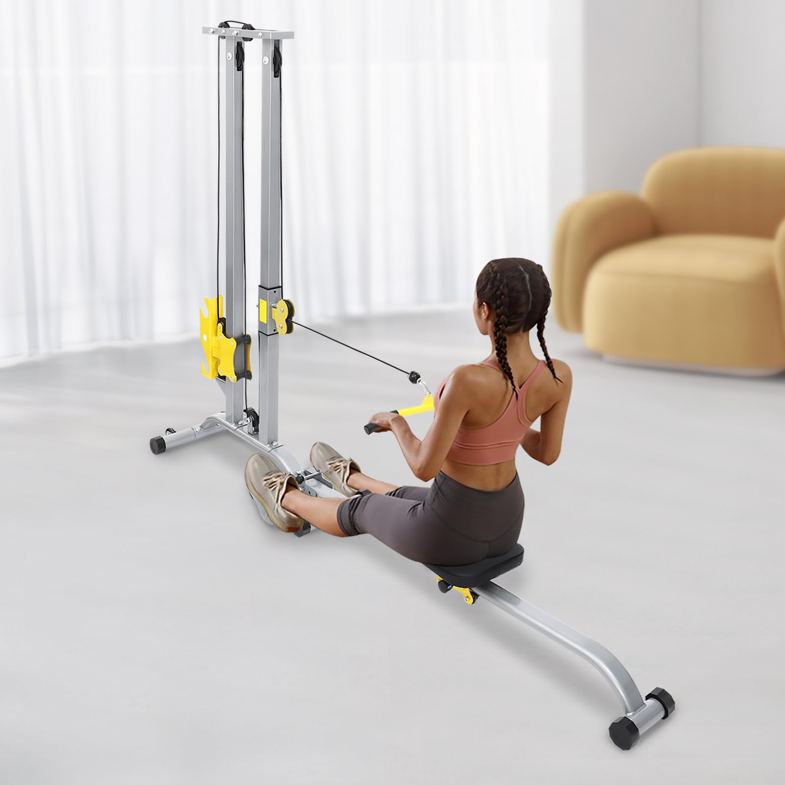 PSUFURV Power Tower Pull Up Bar Station Multi-Function Adjustable Height Foldable Dip Station with Adjustable Height Multi-Function Power Rack for Home, Small Gyms, Companies (Silver)