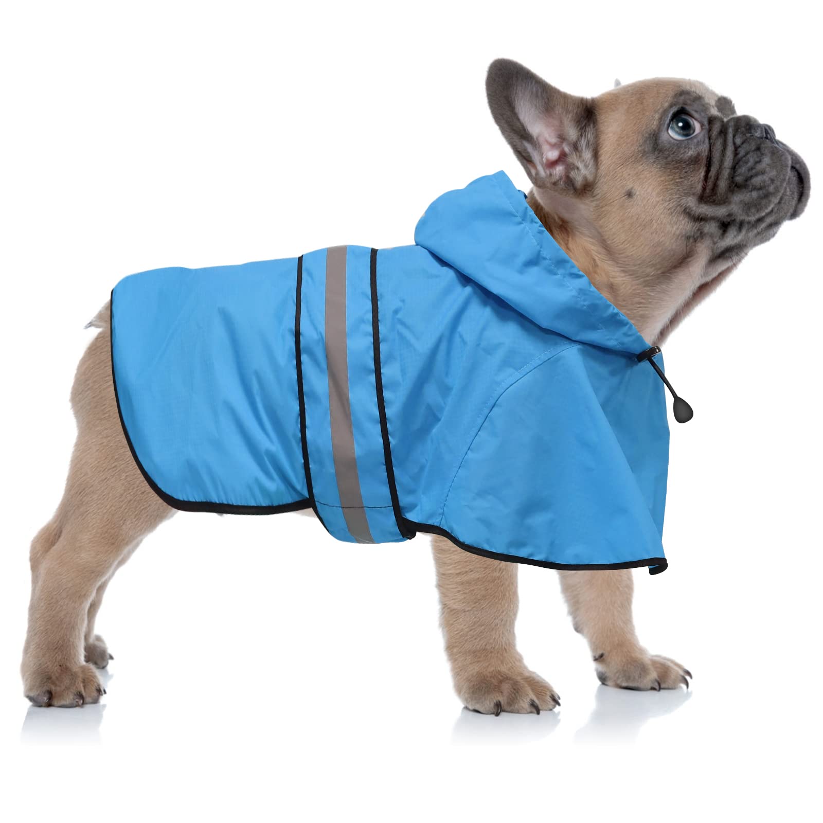 Ezierfy Waterproof Dog Coat, Reflective Dog Raincoat Hooded Pet Rain Jacket with Leash Hole - Image 2