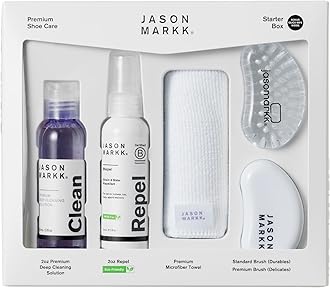 Jason Markk Starter Box – 5-Piece Shoe Cleaning Kit with Deep Cleaning Solution, 2 Brushes & Microfiber Towel – Sneaker Cleaner, Suede Shoe Cleaner, Leather Shoe Cleaner – 2oz