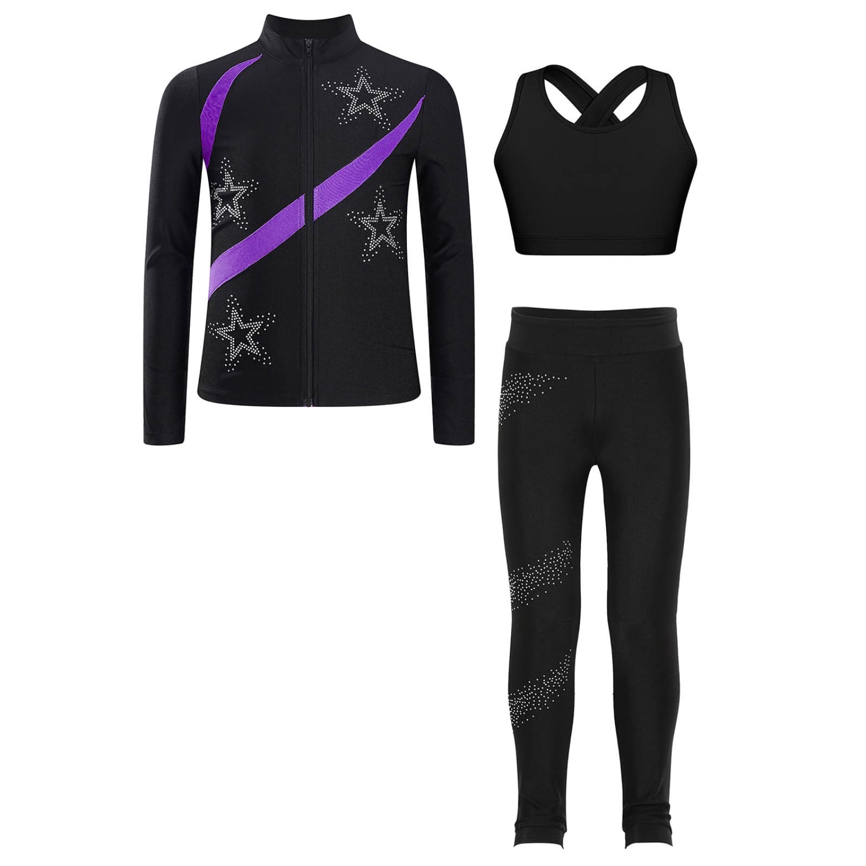 Ensemble De Sportswear pour Filles Costume De Patinage Artistique Pièces Tenue De Gymnastique Tenue De Danse Entraînement