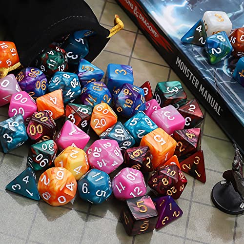 Qmay Dnd Dice Set 42 Pieces, 6 Sets Double - Colors Polyhedron Dice D&D Dice With 6 Pattern Dice Bag, Great For Dungeons And Dragons Rpg Mtg Table Games #TOP4