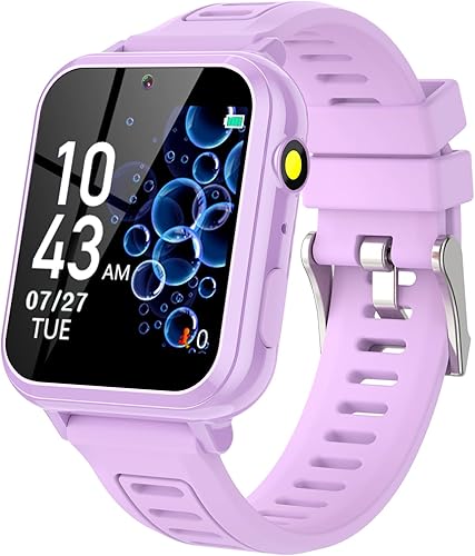 Sedzofan Reloj inteligente para niños, regalo para niñas de 6 a 12 años, 24 juegos de rompecabezas, pantalla táctil HD, relojes para niños con MP3,