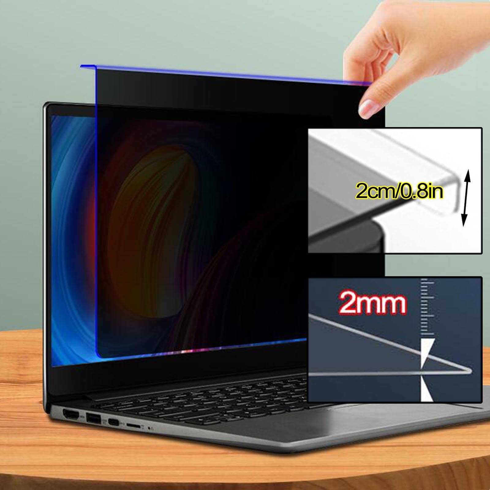 LIGUOYI Computadora Filtro De Privacidad, Antis Luz Azul Filtro De Pantalla, Antis-Reflejos, Antis UV, Antis-Espionaje Protector De Pantalla Prevenir La Fuga De Datos, Desmontable