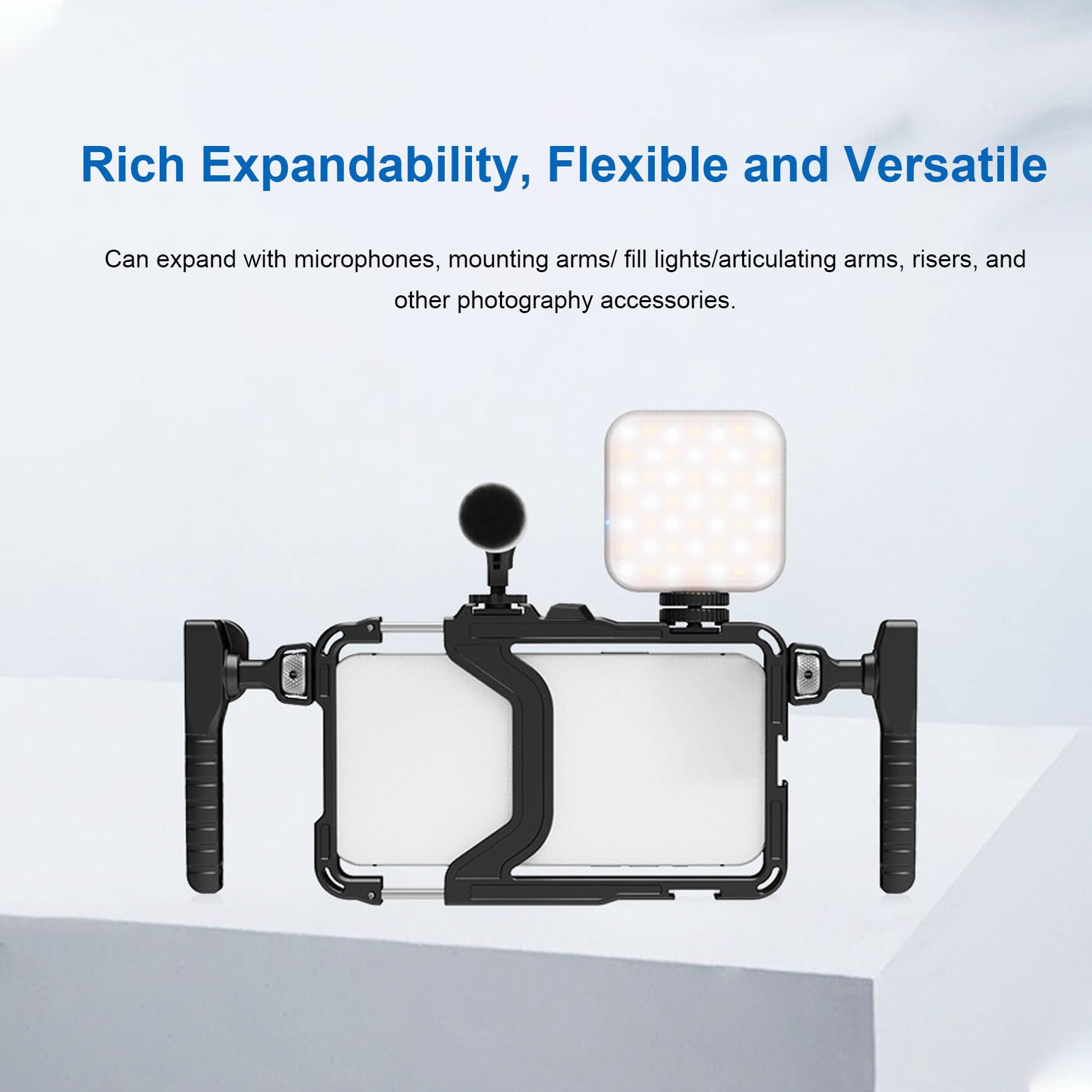 Equipo de Jaula de Vídeo para Teléfono para Cine Vlogging, Soporte de Trípode Estabilizador de Teléfono para Grabación de Vídeo, Empuñaduras Ergonómicas de Silicona, con