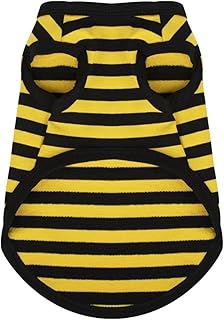 1 prenda de verano para perros pequeños y medianos, sudadera de algodón a rayas para mascotas, ropa transpirable para cachorros y gatos (color: amarillo, talla: M)