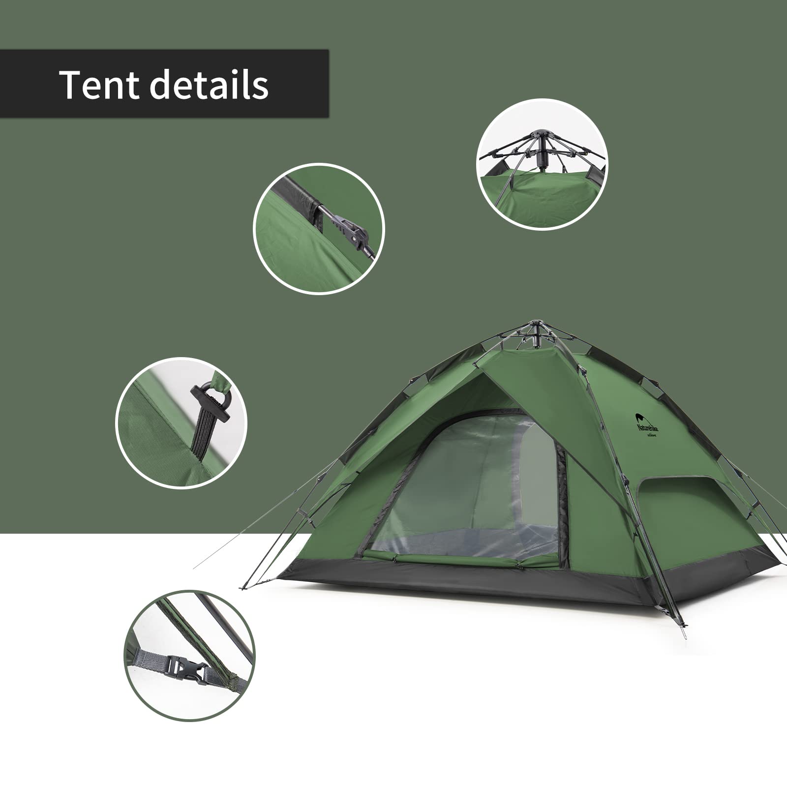 Naturehike Tenda Pop Up Tenda da Campeggio Automatica 3/4 Persone Tenda a Cupola a Due Piani Tenda Familiare Grande con Borsa per il Trasporto