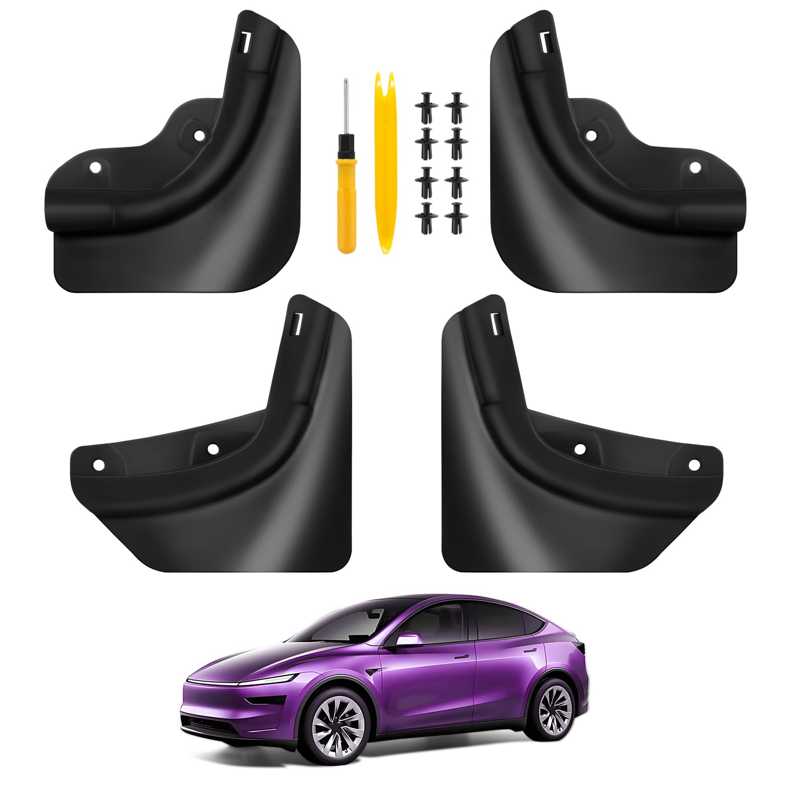 2025 Upgrade Mud Flaps for Tesla Model Y Juniper 2025 [No Drilling/Tape Install] Splash Guards Fenders All Weather Mudflaps for Tesla Model Y Juniper Accessories 2025 Matte Black