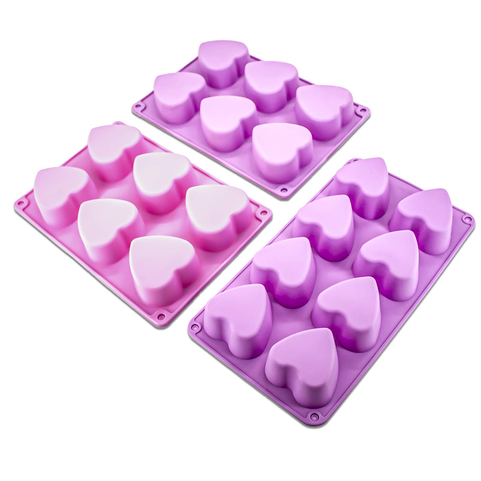 3 Pack Heart Silicone Molds, Mothers Day Gift Non-Stick Chocolate Jelly Cake Candy Baking mold for Party Gift Handmade Soap Moulds …