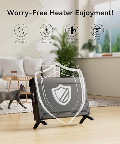 Miniatura 5 de BREEZEHEAT Convection Panel Heater 1500W, Energy Efficient Electric Space Heater for Indoor Use wRemote Control, Silent Operation, Slim Design for