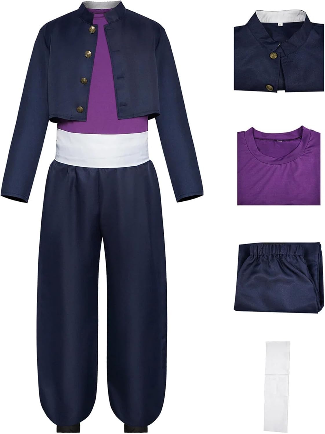 Anime Cosplay Costume Men JJK Halloween Shirt Jacket Trousers Belt Accessory Outfit Adult (Blue, M)