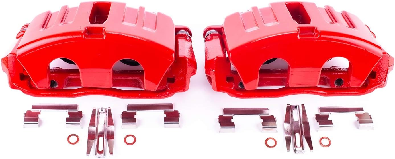 Power Stop Front S5006C Pair of High-Temp Red Powder Coated Calipers For Chevrolet Corvette 2005-2013 [Model Specific]