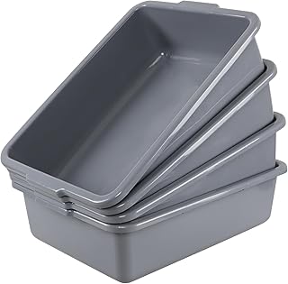 23 L Large Commercial Bus Tub, Restaurant Plastic Bus Box, Gray, 4 Packs
