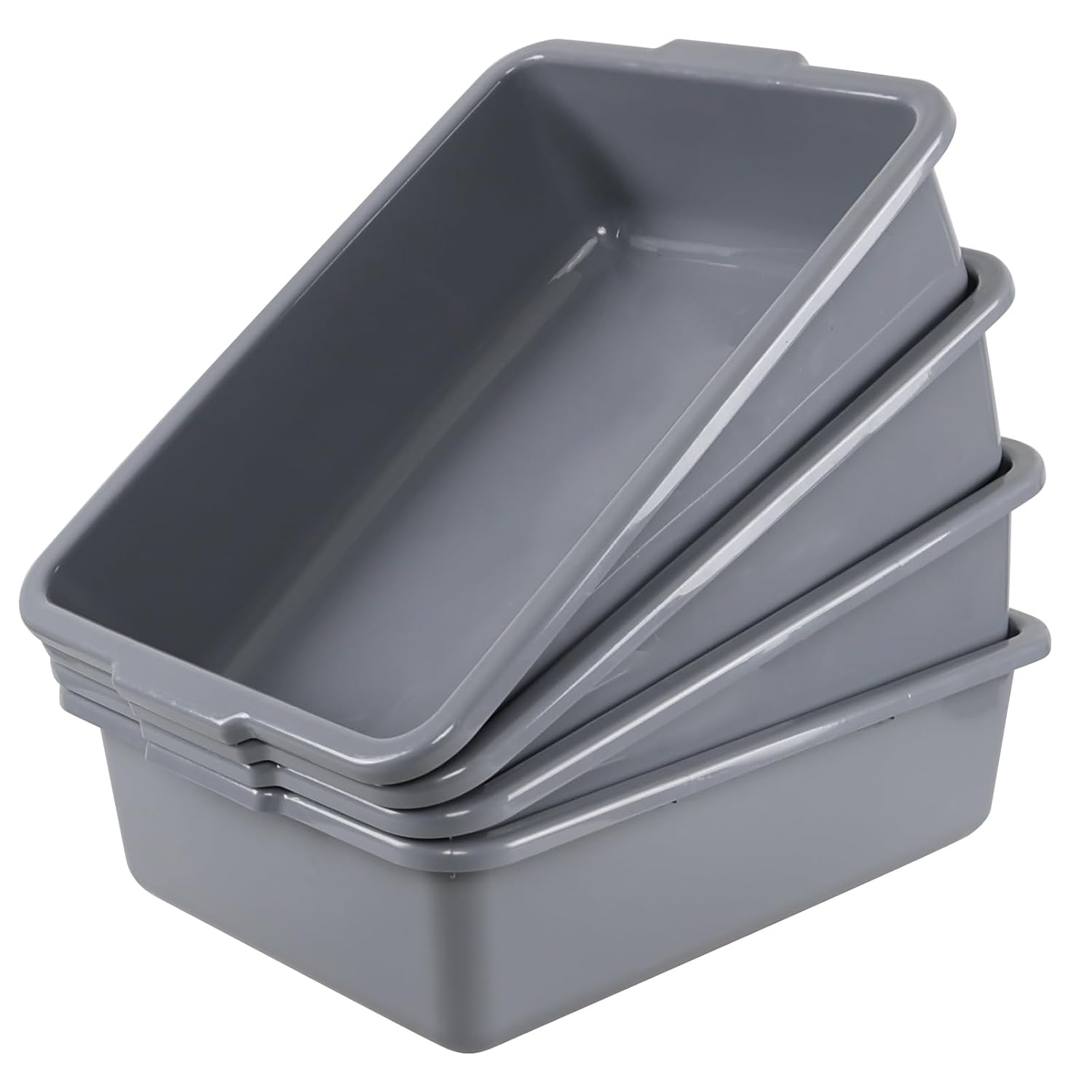 23 L Large Commercial Bus Tub, Restaurant Plastic Bus Box, Gray, 4 Packs