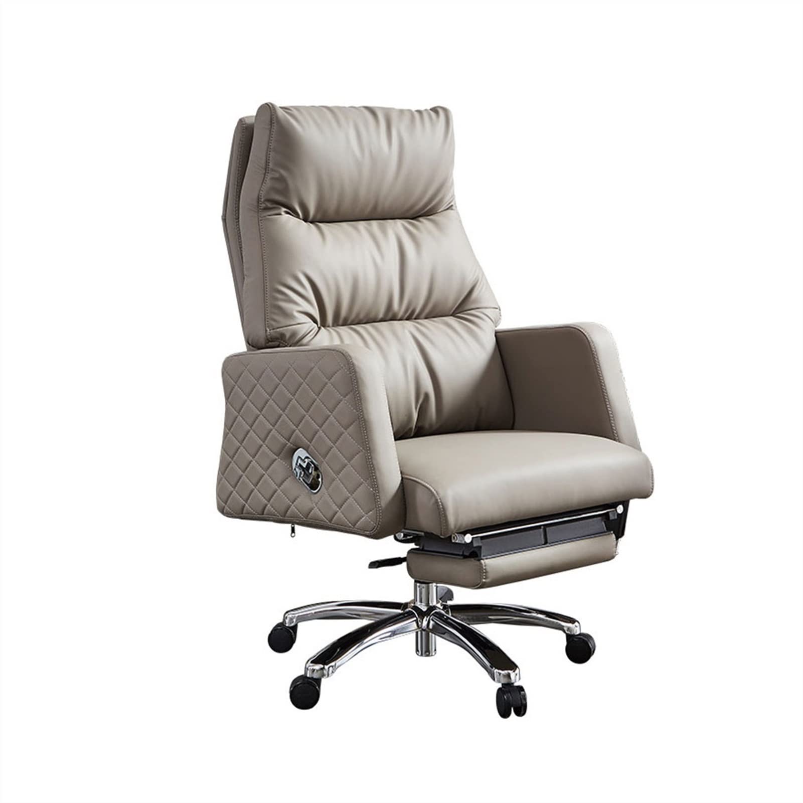 KJLY Sillas de Escritorio de Oficina en el hogar, sillas Ajustables Sillas giratorias, sillas ejecutivas con reposapiés, sillas de Juego de computadora reclinable de Cuero de Vaca, Gris