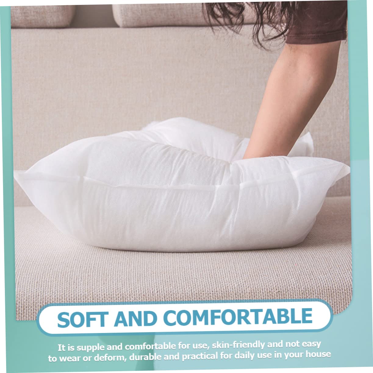 Lot de 2 Garnissages de Coussins Décoratifs Rectangulaires en Coton PP, Tissu Non Tissé, pour Canapé et Maison, Blanc