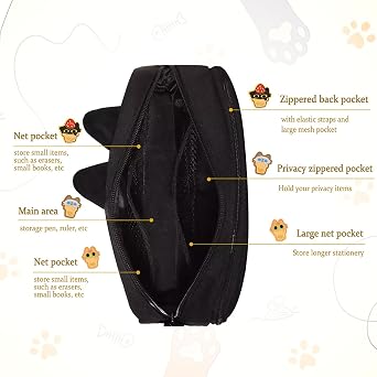 Hongdian Large Capacity Pencil Case, 3D Cat Pen Bags Pencil Pouch Organizer for Office College School