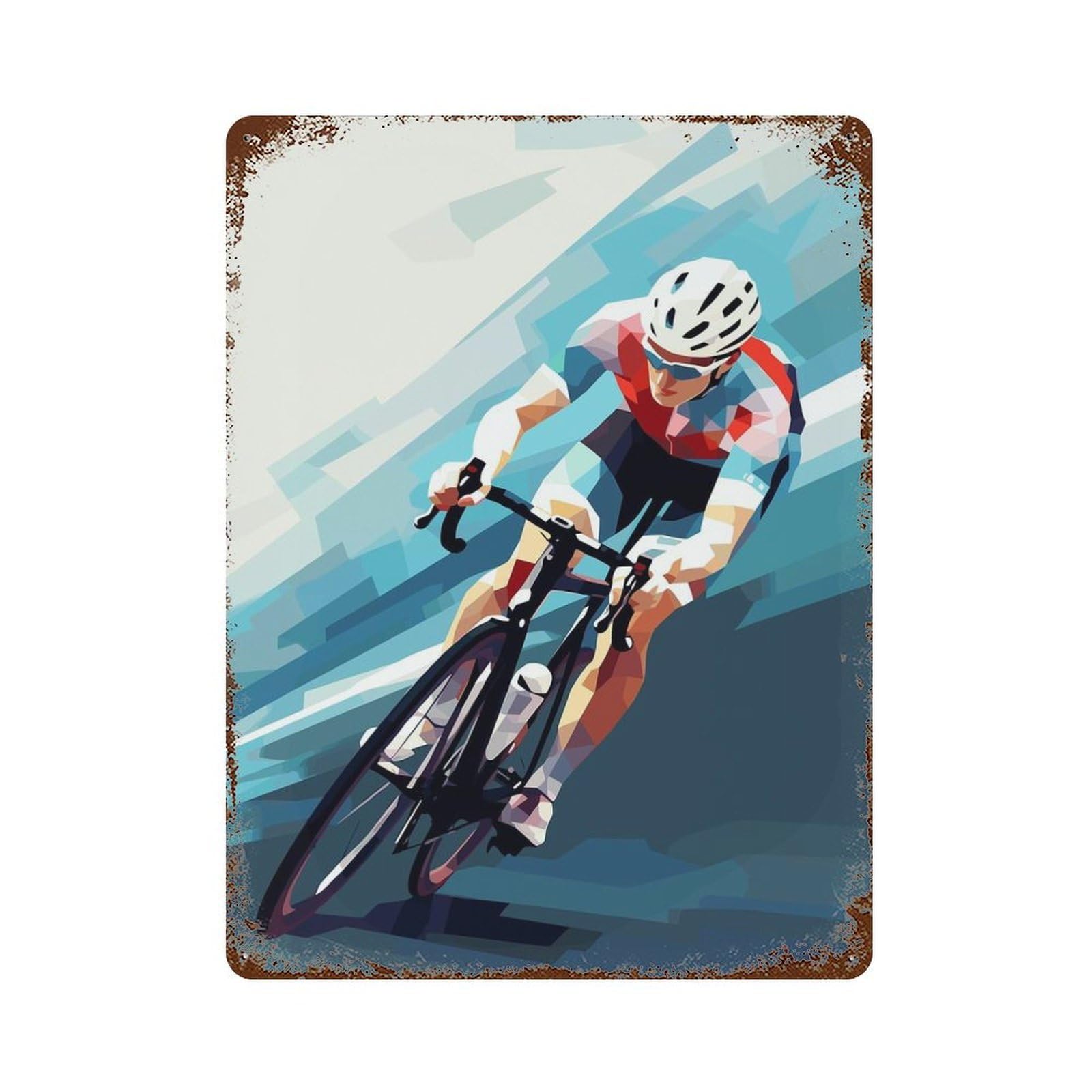 Cyclist Cycling Minimalist Rust Effect Tin Sign 15.7"x11.8", Vintage Wall Decor for Garage, Pub Or Kitchen