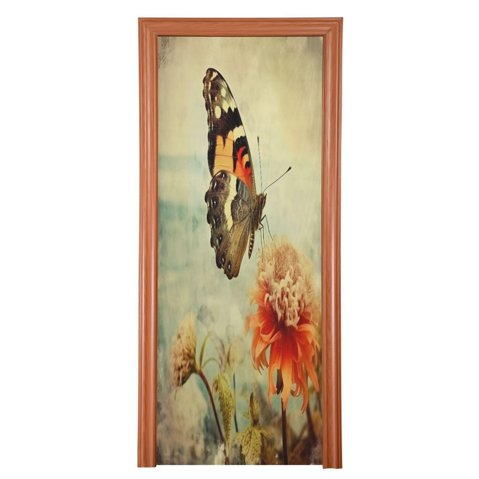 FLildon Old Grungy Butterfly Door Cover Decoration, Party Accessory Porch Decor for Festive Ornament Room Door Covers 35 x 79 Inch
