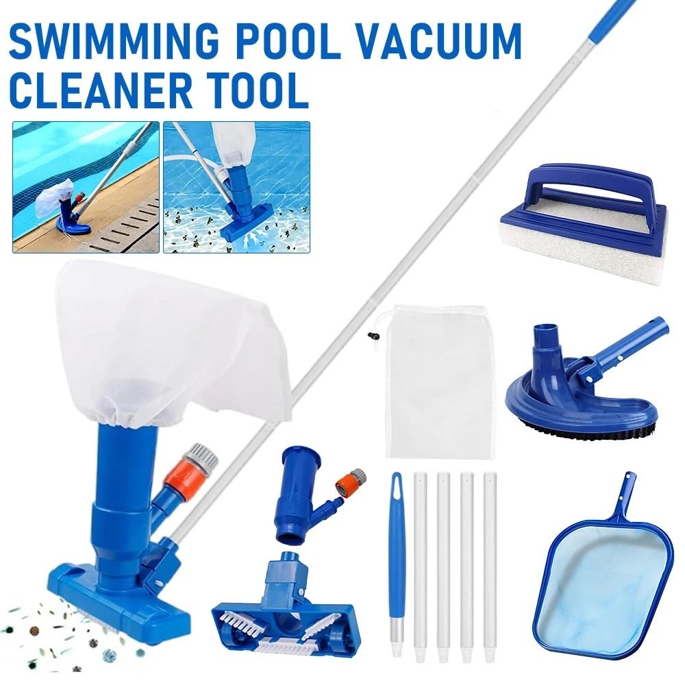 Pool maintenance kit Kit de limpieza con aspiradora para piscinas, red de limpieza de fondo para filtro de piscina, juego de aspiradora para piscinas, accesorios para piscinas Kit Limpieza Piscina(Plu