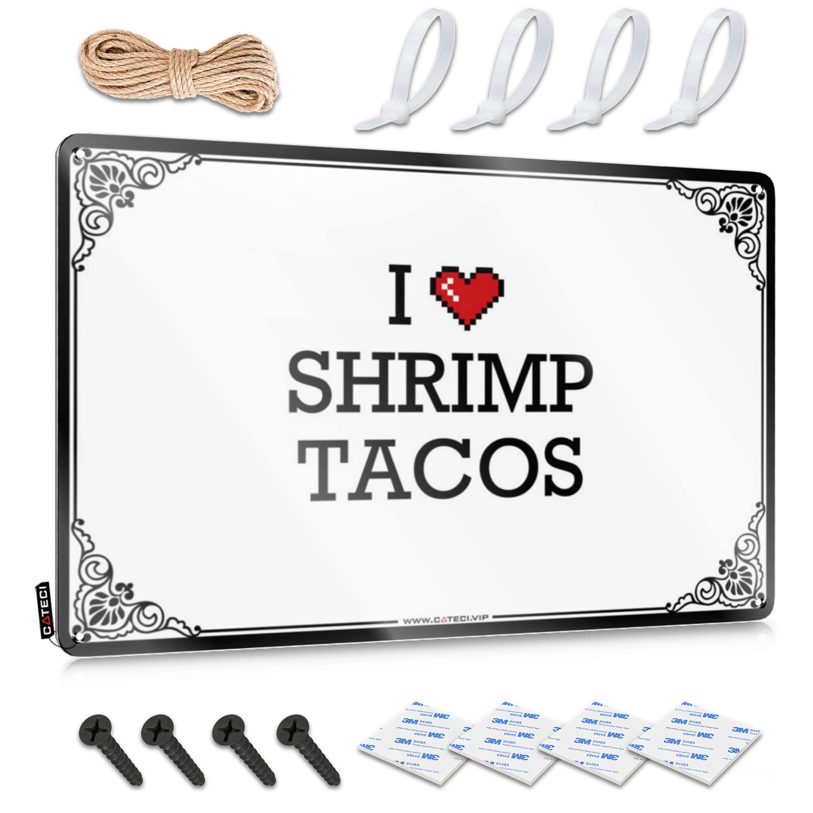 Metal Wall Decoration Room Stuff Yard Hippie Soft Area I Love Shrimp Tacos - Easy To Hang Art(30X40CM)