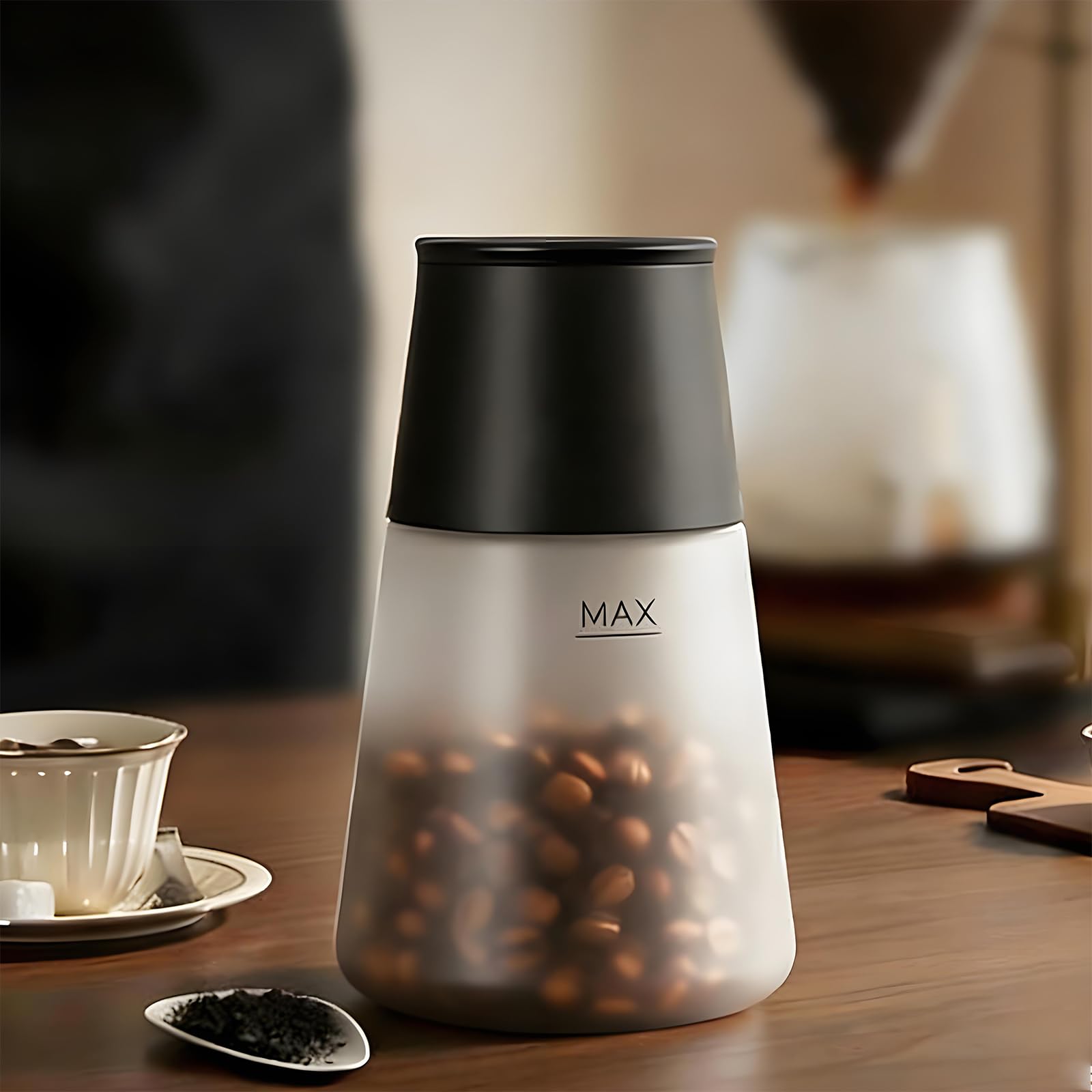 Kaffeebohnen-Aufbewahrungsbehälter, 650 ml, intelligenter Vakuum-Kaffeebohnen-Behälter, 60 kPa, Vakuumversiegelung mit Anzeige Temperatur-/Feuchtigkeitserkennung für Kaffeebohnen, Nüsse, Tee