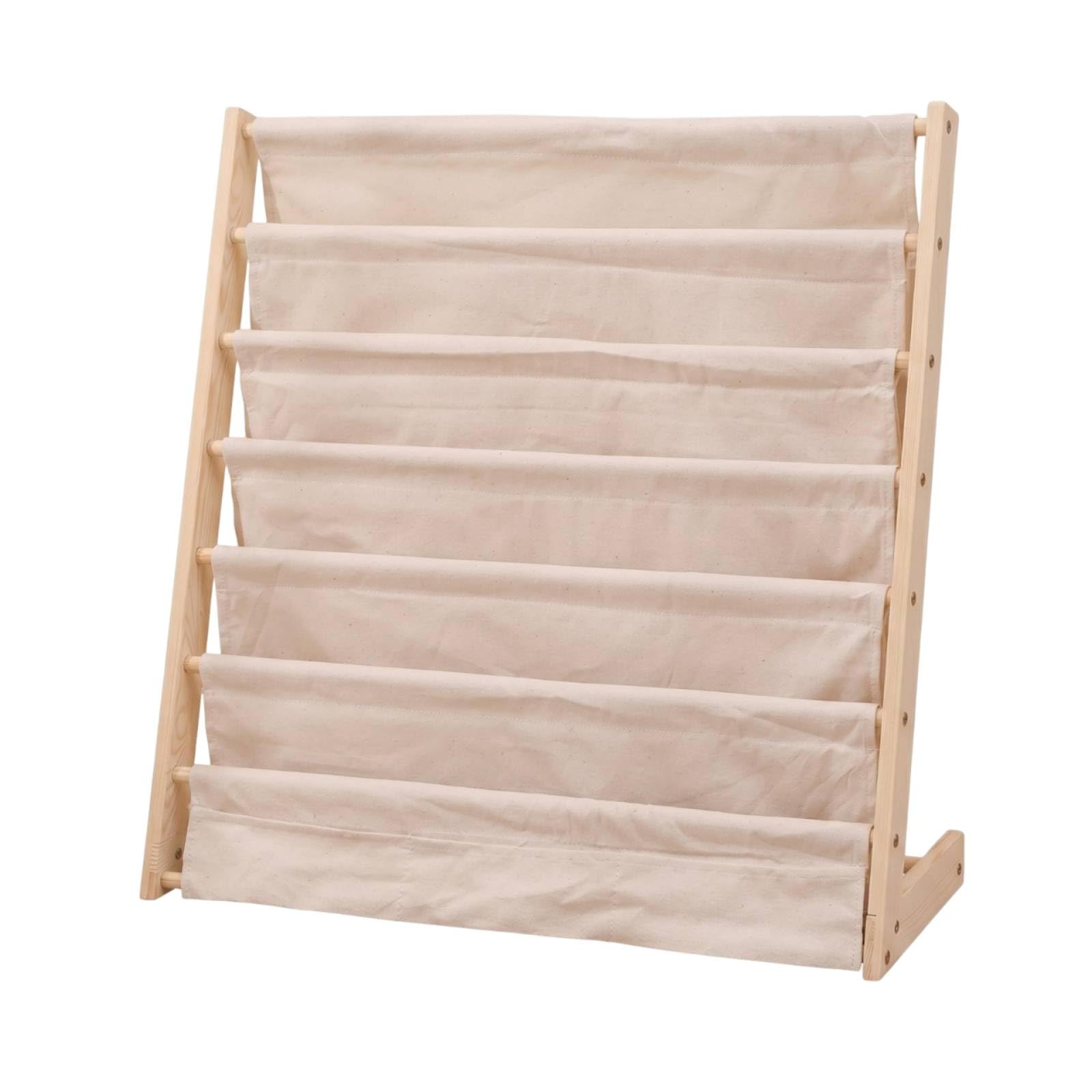 Libreria in Legno a più Ripiani Multistrato Organizzatore Libri da Pavimento Struttura Stabile Libreria Bambini per Angolo Lettura, Piccolo, Bianco Riso