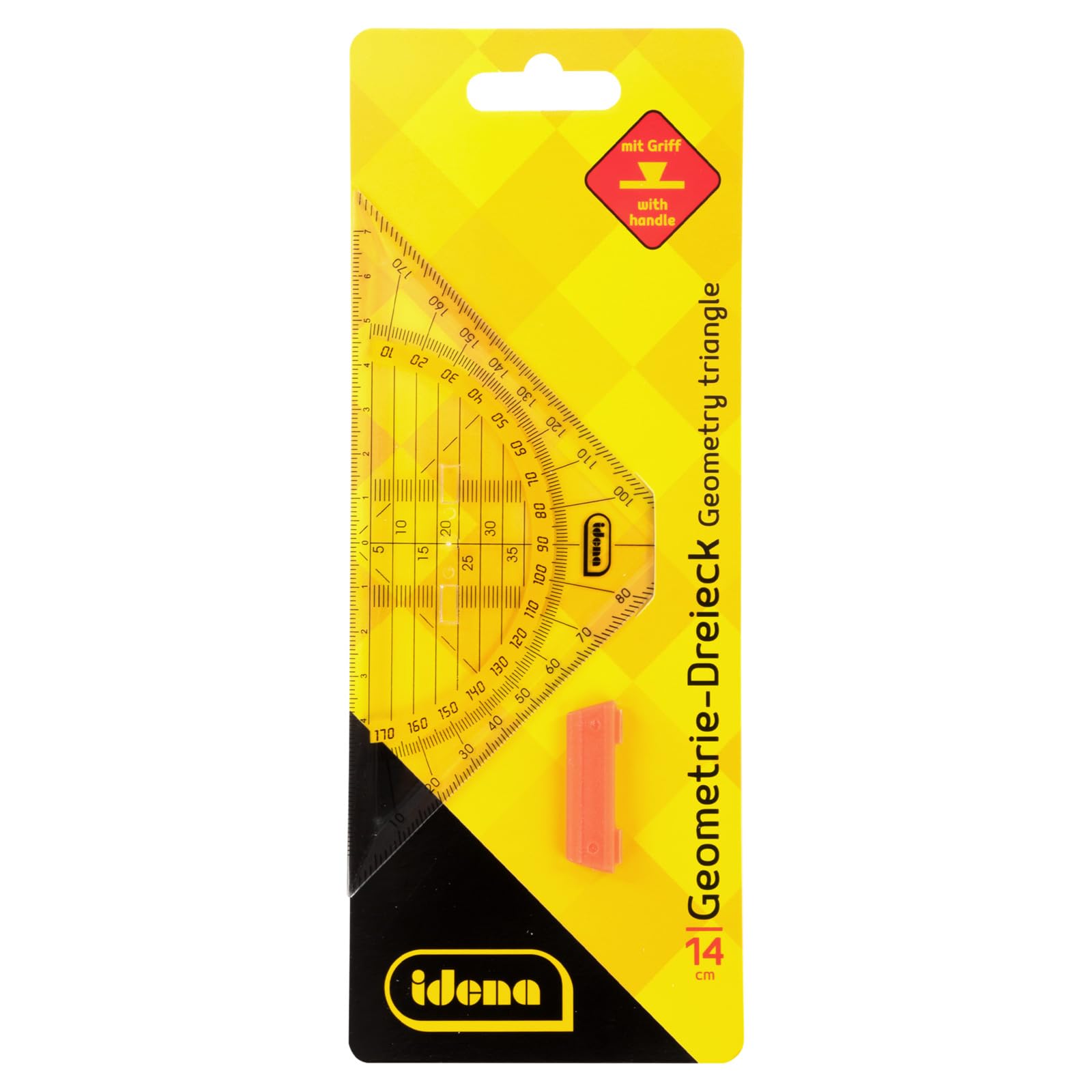 IDENA 602403 Geometric Triangle with Handle, 16 cm, Transparent