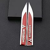 PTHUT 2 Unidades de Pegatinas metálicas 3D con Emblema y ala Lateral para el Guardabarros del Coche, para Mitsubishi Legnum Mirage Montero.,Red