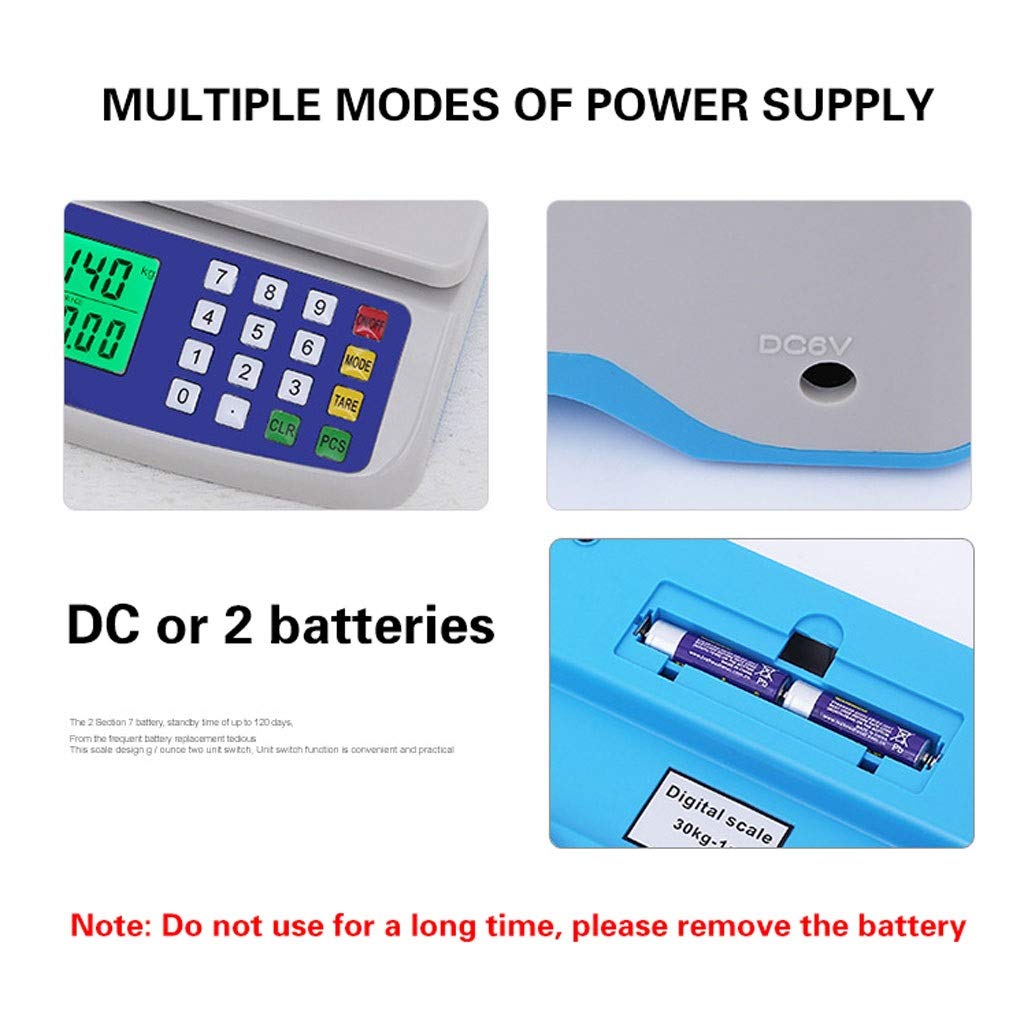 Elektronische Waage, Präzisions-1G-Plattformwaage, LED-Anzeige, industrielle Lebensmittelwaage, Supermarkt-Preiswaage, Obstverkauf, Gemüse-Produktionswaage für den Bauernmarkt (Größe: 30 kg/1 g) (30