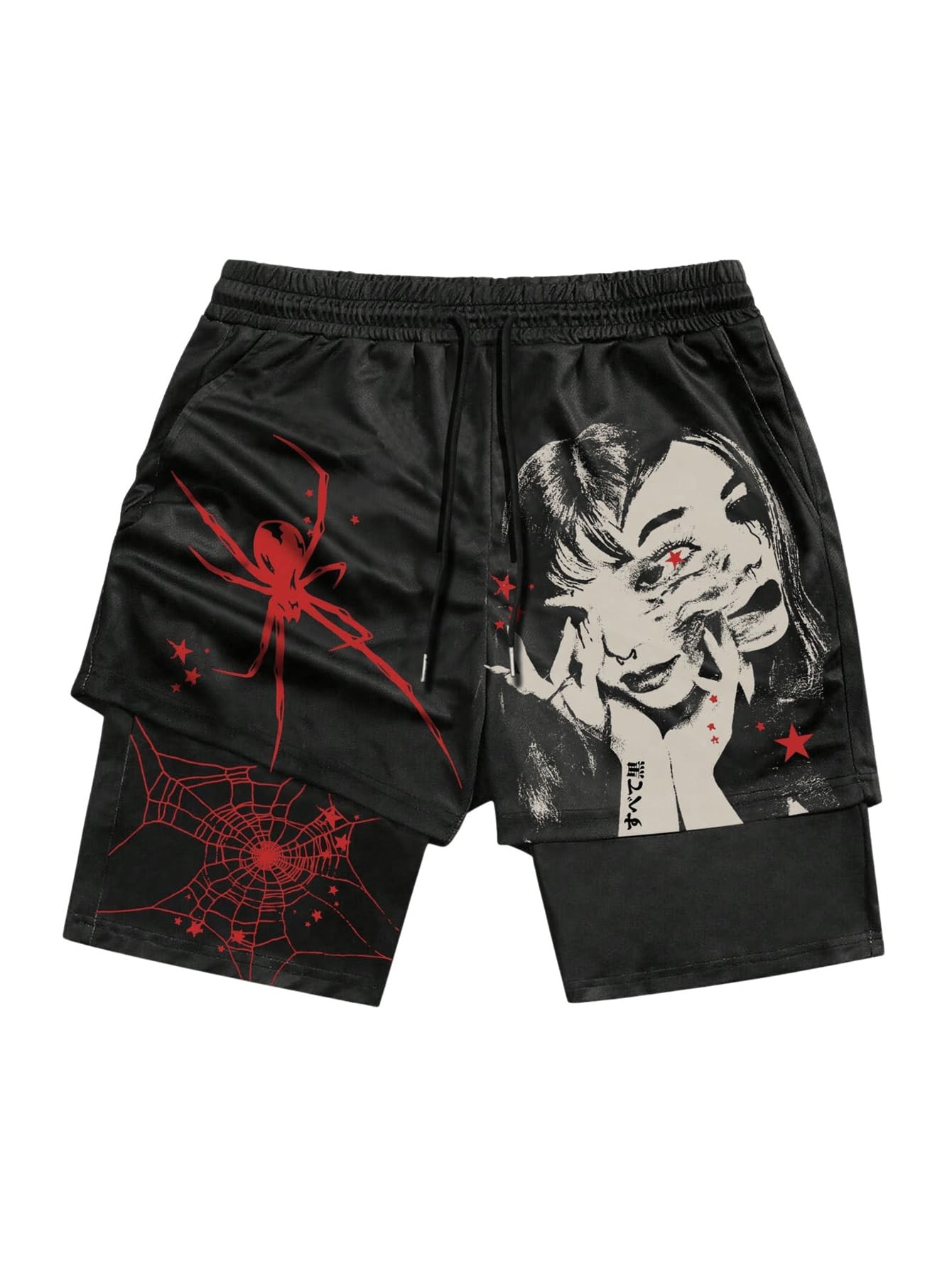 SHENHE Men's 2 in 1 Anime Gym Shorts Graphic Workout Shorts with Liner | Gym Shorts,Graph…