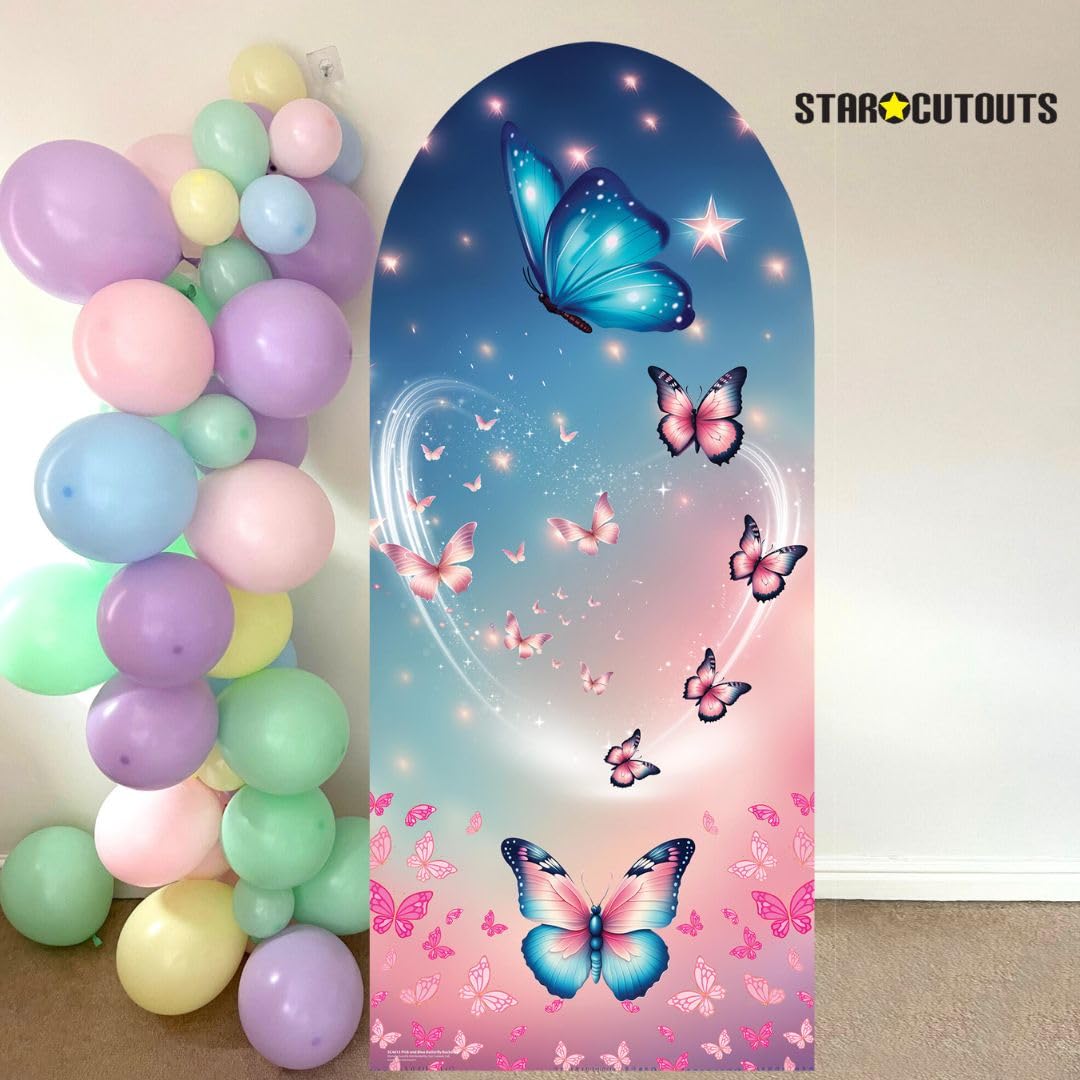 Star Cutouts SC4613 - Sfondo a forma di farfalla, colore rosa e blu, altezza 185 cm