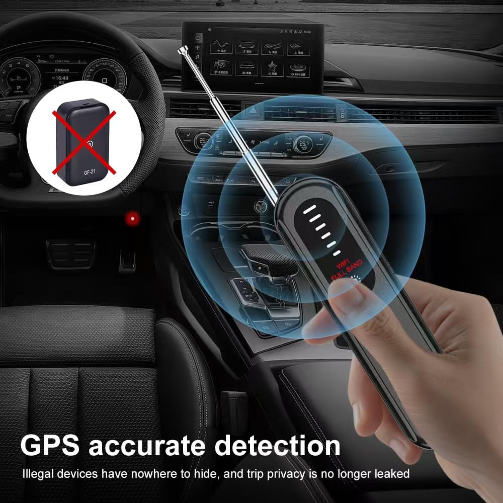 Detektor ukrytej kamery, antyszpiegowski skaner sygnału RF, bezprzewodowy wykrywacz ukrytych urządzeń, wysoka czułość z 6-stopniową regulacją wykrywania, przenośny skaner bezpieczeństwa do podróży i