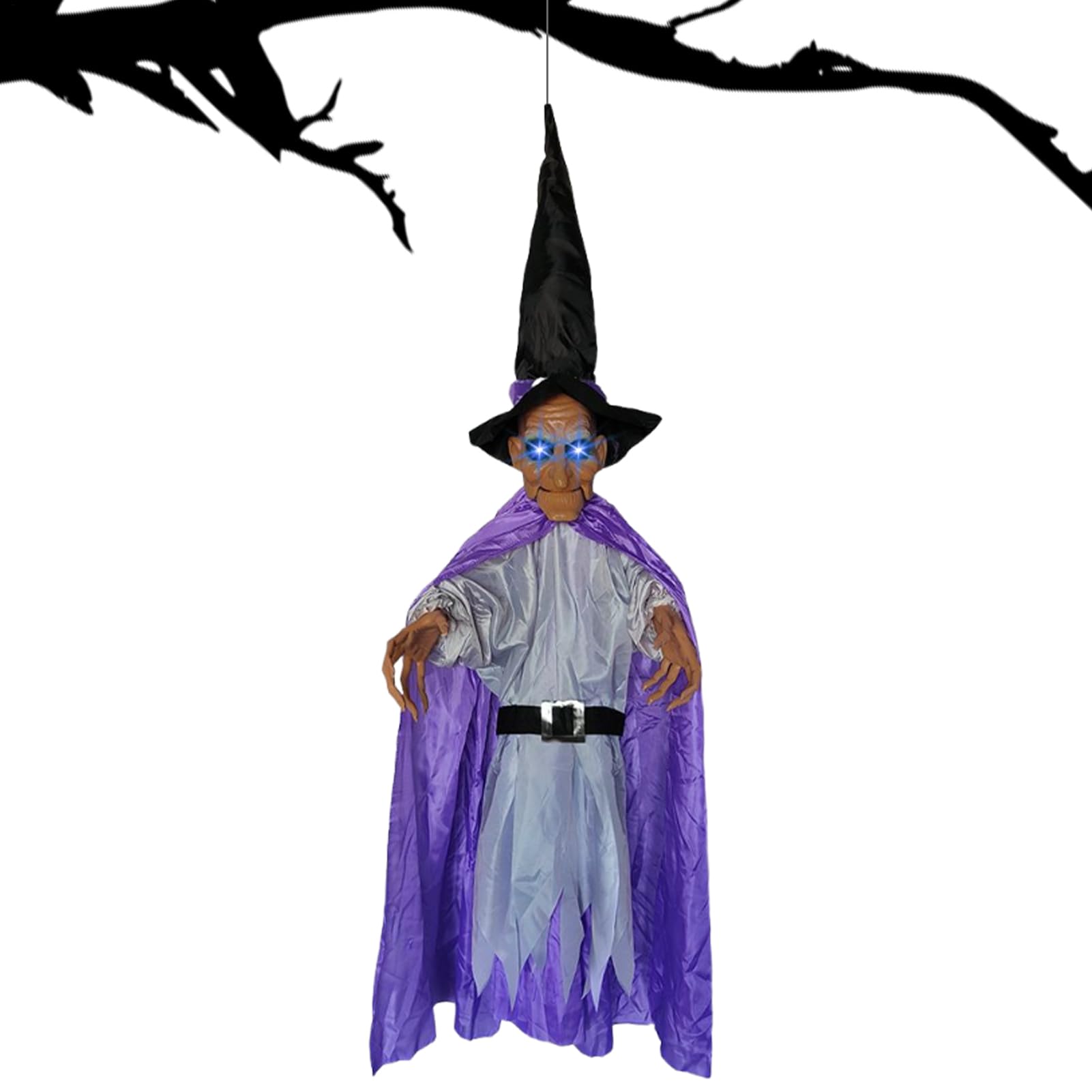 Sorcière Halloween animée avec sons effrayants pour décoration extérieure de jardin et porche