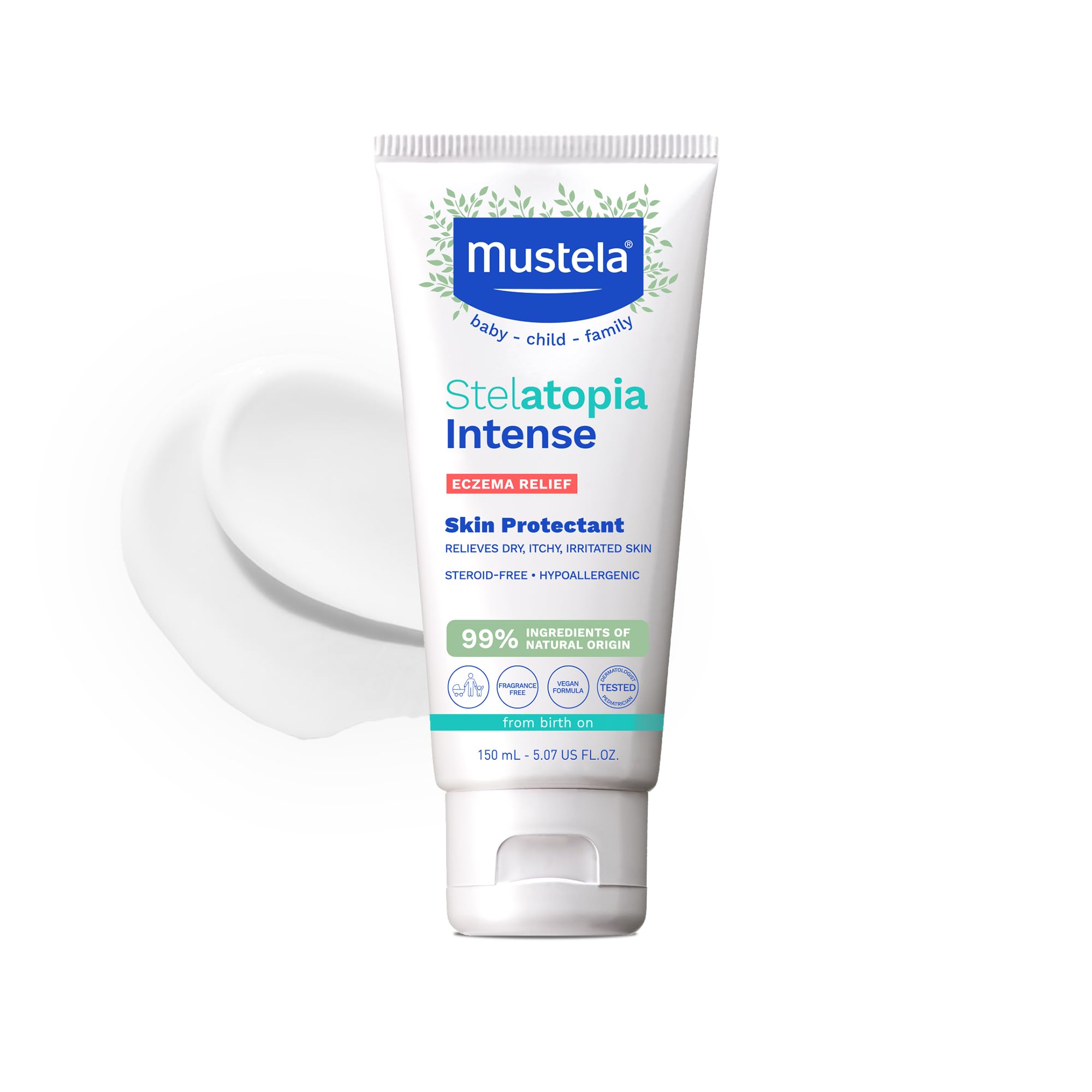 Mustela Eczema Relief Cream Stelatopia Intense - Fragrance-Free Moisturizing Body Lotion with Colloidal Oatmeal - For dry, itchy, irritated skin & flare-ups - Baby, Child & Adult - 5.07 fl. oz.