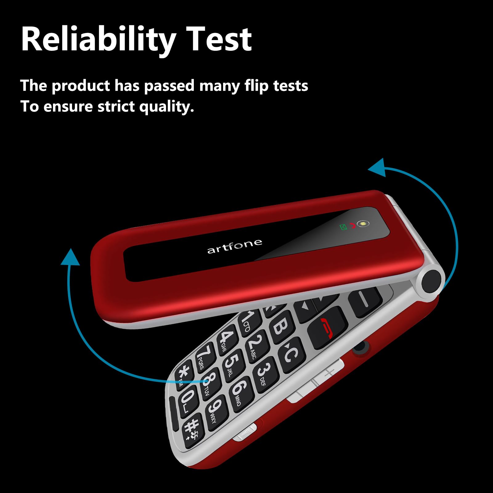 artfone F20 Rosso - Telefono Cellulare per Anziani丨GSM Flip Telefoni Cellulari con Tasti Grandi丨2.4" Display丨Funzione SOS丨Volume Alto丨Doppia SIM丨Batteria da 1300 mAh丨Funzione di orario丨Torcia丨Radio