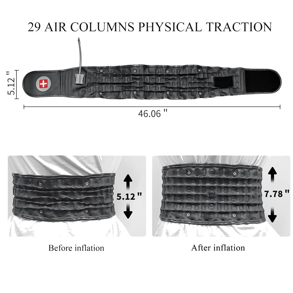Ceinture Gonflable de Traction à la Taille Soutien Lombaire de la Colonne VertéBrale Ceinture de Soulagement du Dos Masseur de Douleur au Dos Unisexe Couleur de la Peau