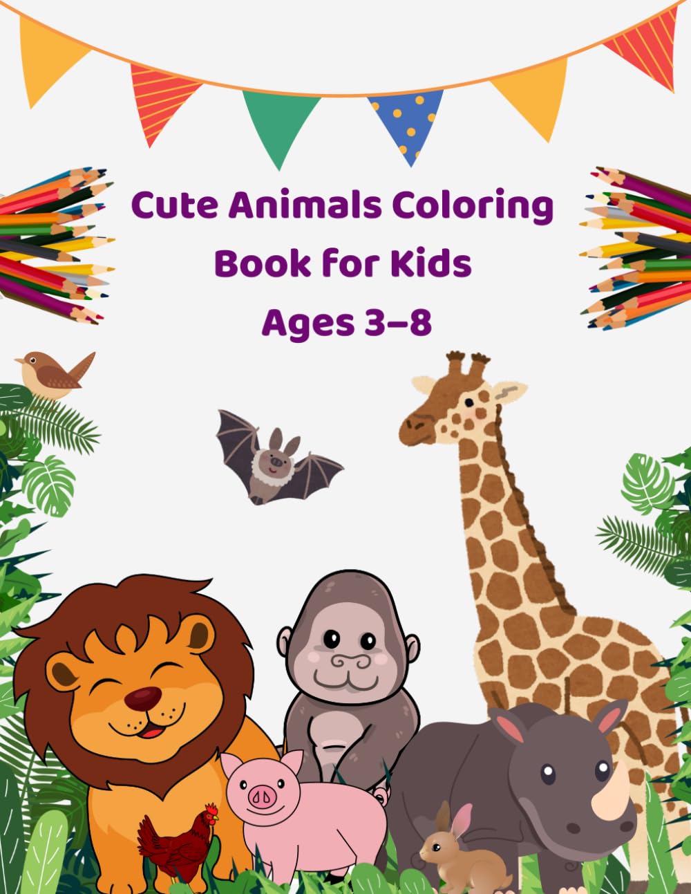 Cute Animals Coloring Book for Kids Ages 3–8