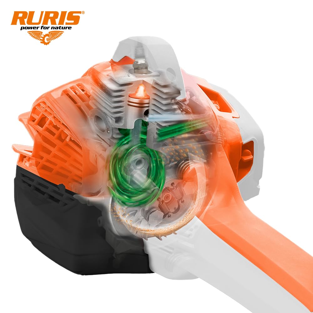 RURIS Power for Nature Débroussailleuse Thermique RR400C 2 Temps 41,5 cm3, 2,8 CV, 255mm - Harnais Dual Balance, Système Antivibrations 5 Points, Orange