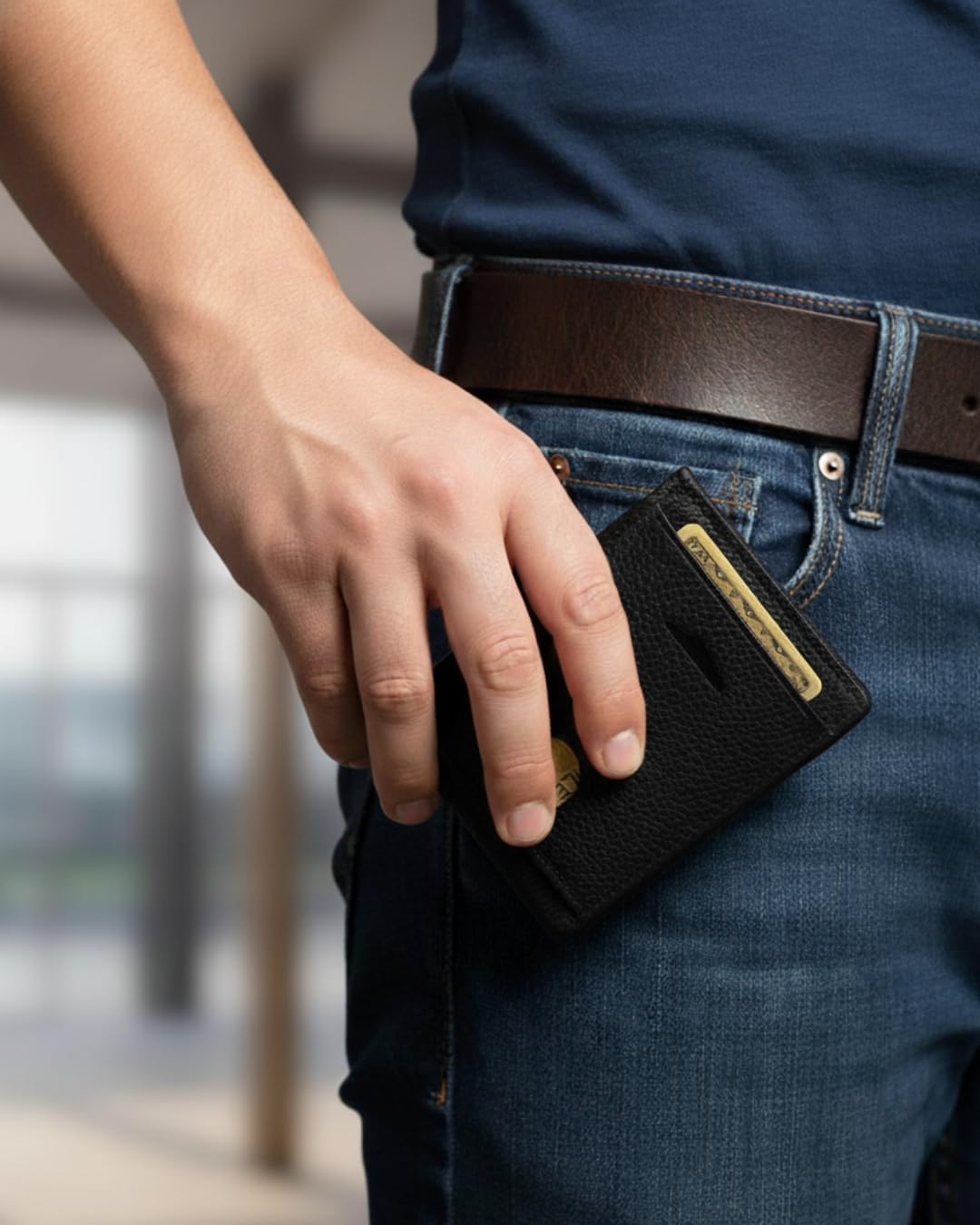 KARAKORAM LEATHER Slim BiFold Wallet for Men | Premium Cowhide Leather | Artisan Made | RFID Blocking | 12-14 Cards with 2 Quick Access Slots | Front Pocket Everyday Carry (Midnight Black) - Image 7