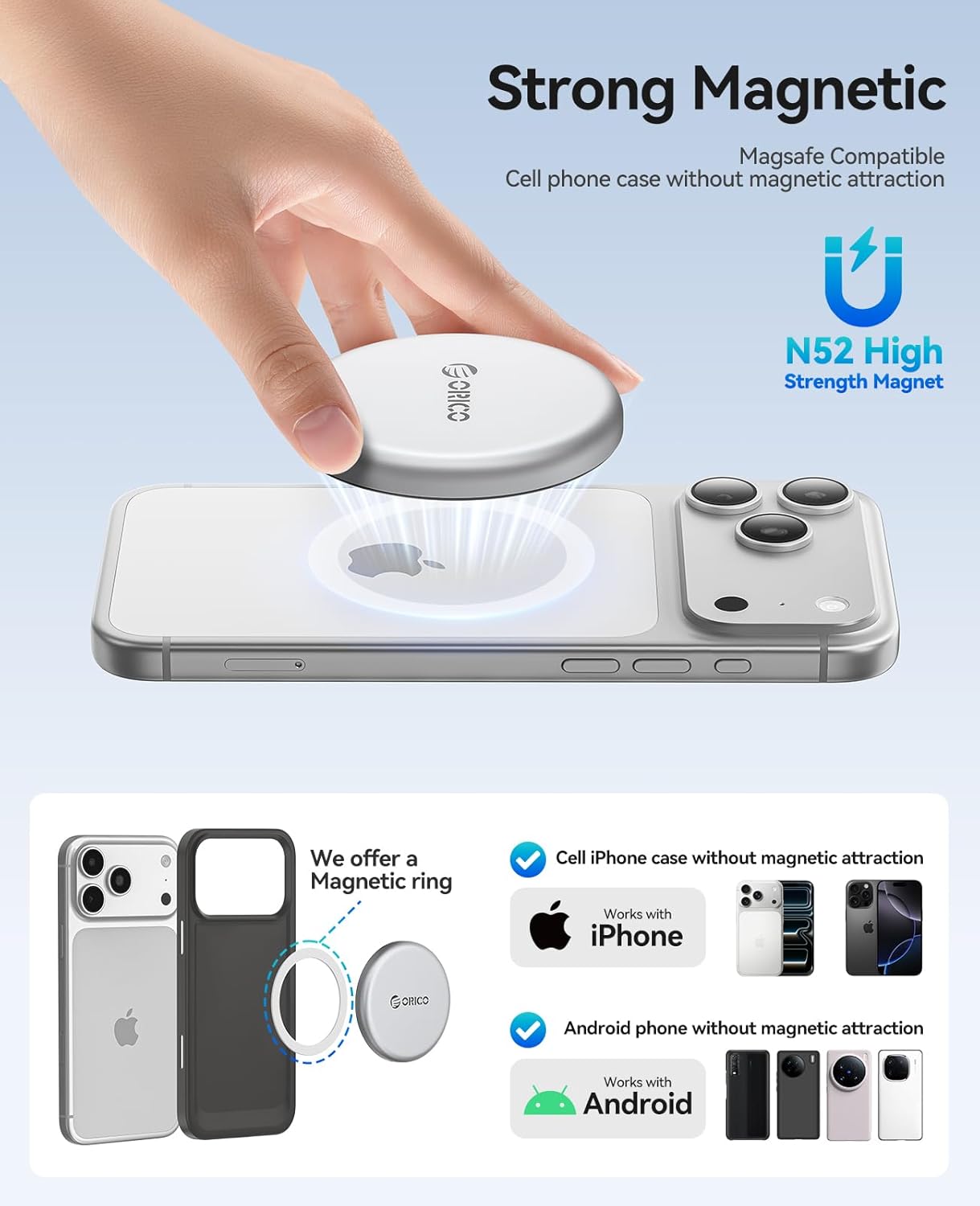 ORICO 512GB Magnetic Portable SSD Up to 2000MB/s, External Solid State Drive Compatible with MagSafe for USB-C Smartphone, Shoot in ProRes with iPhone 17 Pro/Pro Max, iPhone 16 Pro/Pro Max - KR20mini